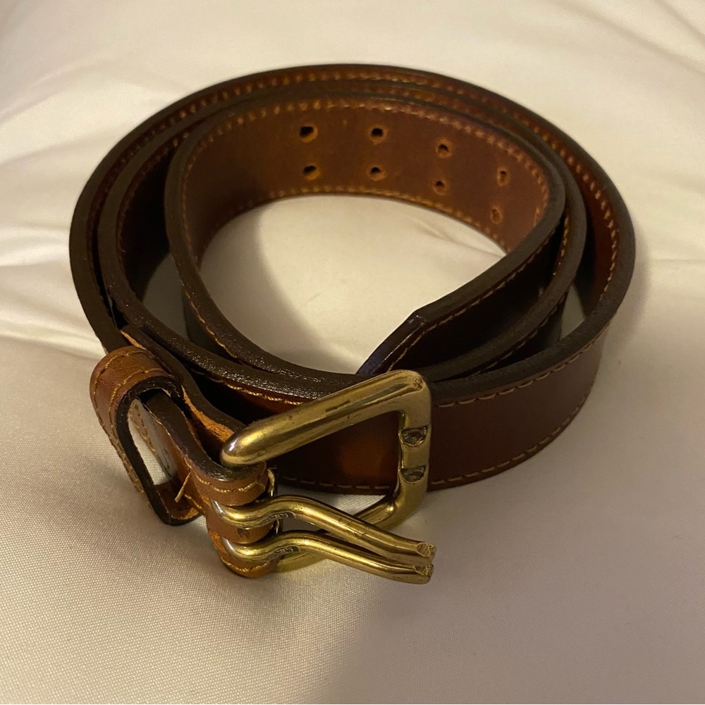 Carhartt Brown and Gold Leather Belt with Polished Finish